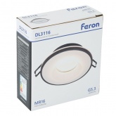 Светильник потолочный встраиваемый Feron DL3116 под лампу MR16 G5.3 черный d65/D92x30mm