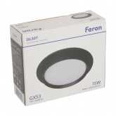 Светильник потолочный встраиваемый Feron DL507 под лампу GX53 15W 230V черный, круглый