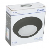 Светильник потолочный встраиваемый Feron DL504 под лампу GX53 15W 230V IP44 черный, круглый