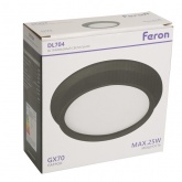 Светильник потолочный встраиваемый Feron DL704 под лампу GX70 25W 230V IP44 черный, круглый
