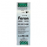 Блок питания Feron LB008 на DIN-рейку 120W 24V IP20 для светодиодной ленты 40x125.2x113.5mm