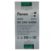 Блок питания Feron LB008 на DIN-рейку 240W 24V IP20 для светодиодной ленты 63x125.5x113mm