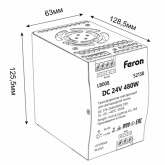 Блок питания Feron LB008 на DIN-рейку 480W 24V IP20 для светодиодной ленты 63x125.5x113mm