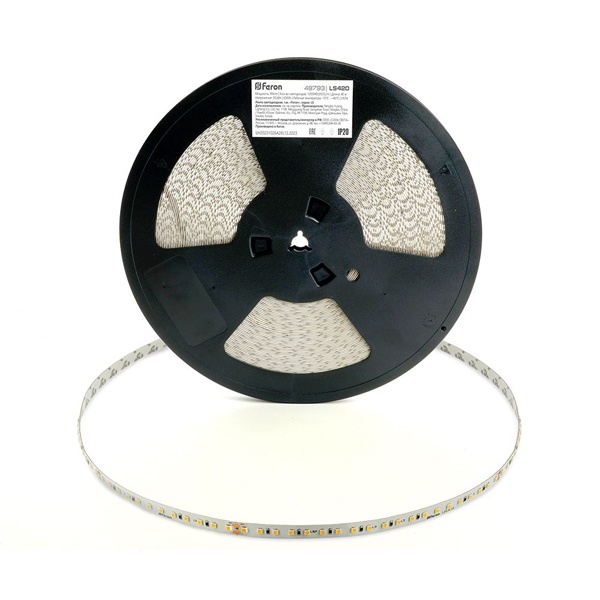48793 Светодиодная лента Feron LS420 120SMD(2835) 8W/м 6500K 48V IP20 40000x10x1.22mm стабилизированная фото 2
