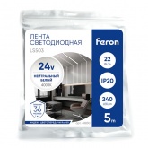 Лента светодиодная Feron LS503 240SMD(2835) 22W/м 4000К 24V IP20 5000x10x1.22mm белый