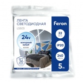 Лента светодиодная Feron LS503 240SMD(2835) 22W/м 6000К 24V IP20 5000x10x1.22mm холодный белый