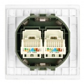 Розетка двойная компьютерная Stekker Мия RST00-3111-01 RJ45+RJ45 кат.5e, белая магнолия