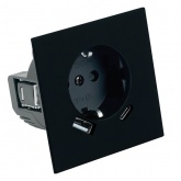 Розетка с заземлением со шторками Stekker Мия RST16-3119-05 16A USB тип A и C, черный бархат