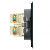 Розетка двойная компьютерная Stekker Мия RST00-3111-05 RJ45+RJ45 кат.5e, черный бархат