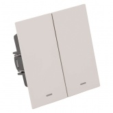 Двухклавишный выключатель с индикатором Stekker Мия RSW10-3102-08 10A, пудровый жемчуг