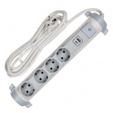 Удлинитель ИЭК Comfort У04К 4 мест 4х2P+PE заземление шторки 16А USB A+C 20Вт 3м 3х1,5мм2 белый