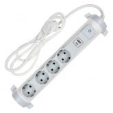 Удлинитель ИЭК Comfort У04К 4 мест 4х2P+PE заземление шторки 16А USB A+C 20Вт 1,5м 3х1,5мм2 белый