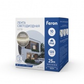 Лента светодиодная Feron LS710 120SMD(2835)/м 10W/м 4000K 220V IP65 с сетевым шнуром, длина 25м