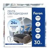 Лента светодиодная Feron LS501 120SMD(2835) 11W/м 6000К 24V IP20 30000x8x1.22mm холодный белый