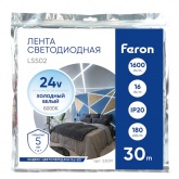 Лента светодиодная Feron LS502 180SMD(2835) 16W/м 3000К 24V IP20 30000x10x1.22mm теплый белый