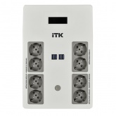 Источник бесперебойного питания ITK ELECTRA ST8 0,8кВА/0,48кВт LCD АКБ 1х9AH 8хSchuko 4хUSB зарядки
