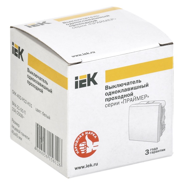 CKK-40D-PO2-K01 Переключатель одноклавишный ИЭК Праймер 10А 2 модуля белый фото 7