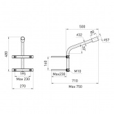 Кронштейн ЭРА ДС2 SPP-AC4-0-500-060 на опору с 2 хомутами 750х270х500 d60mm 5056396202127