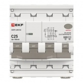 Дифавтомат EKF АВДТ-63N (S) 3P+N C25А 100мА тип АС трехфазный селективный электромеханический 6кА (дифференциальный автомат, АВДТ)