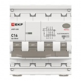 Дифавтомат EKF АВДТ-63N 3P+N 16А 30мА характеристика C тип АС трехфазный электромеханический 6кА (дифференциальный автомат, АВДТ)