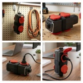 Колодка ЭРА KB-3e-R-IP44 4х2P+E 16A IP44 красная