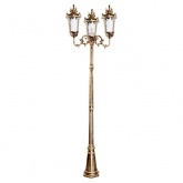 Светильник садово-парковый Прага PL4009 3*E27 680*680*2350мм черное золото (столб 2,32м)