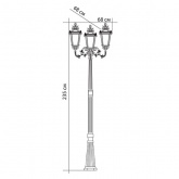 Светильник садово-парковый Прага PL4009 3*E27 680*680*2350мм черное золото (столб 2,32м)