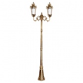 Светильник садово-парковый Прага PL4008 2*E27 680*230*2350мм черное золото (столб 2,32м)