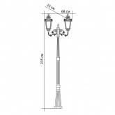 Светильник садово-парковый Прага PL4008 2*E27 680*230*2350мм черное золото (столб 2,32м)
