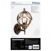 Светильник садово-парковый Сфера Feron PL3801 E27 220х260х380мм черное золото (на стену вверх)