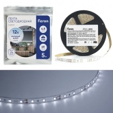 Светодиодная лента Feron LS604 60SMD(3528) 4.8W/m 12V IP65 1000х8х3.8mm 6500К холодный белый