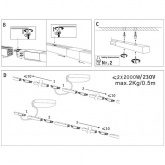 Двухфазный шинопровод Paulmann VariLine 2m max. 2x2000W 230V Pro Rail матовый алюминий