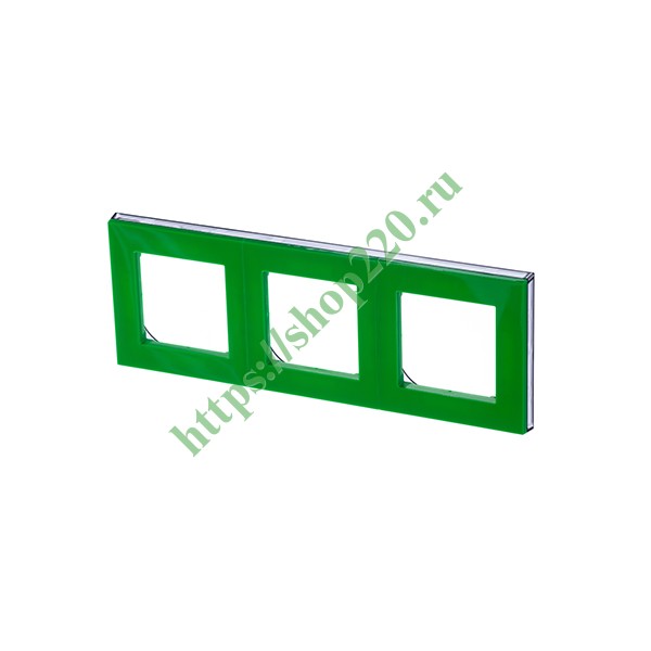 Рамка ABB Levit 3 поста зелёный / дымчатый чёрный