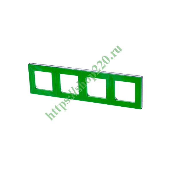 Рамка ABB Levit 4 поста зелёный / дымчатый чёрный
