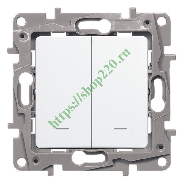 Выключатель двухклавишный с подсветкой Legrand Etika белый 672204 ...