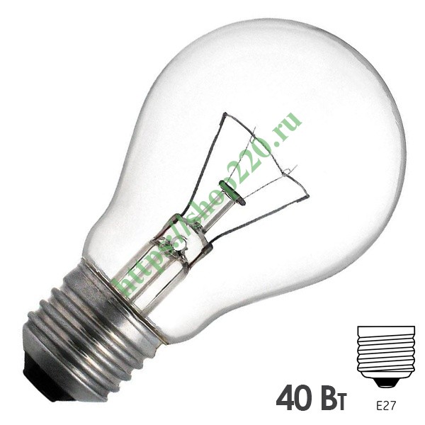 Лампа накаливания 24В 40Вт Е27 прозрачная (МО 24-40) (ЛОН)