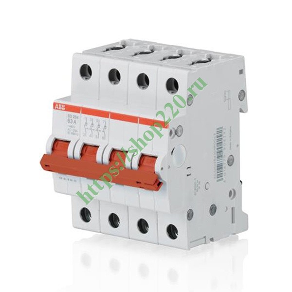 Рубильник модульный ABB 4-полюсный SD204/50 рычаг красный (выключатель ...