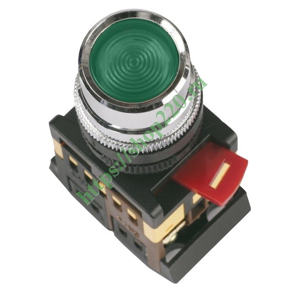 Кнопка ABLF-22 зеленый d22мм неон/240В 1НО+1НЗ ИЭК BBT10-ABLF-K06 ...