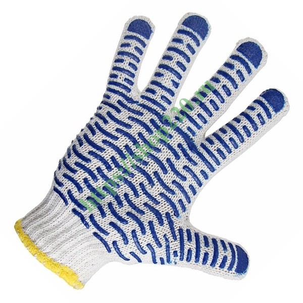 Перчатки ХБ с нанесением ПВХ (волна), 4 нити, 55-56гр., 7,5 класс вязки ...