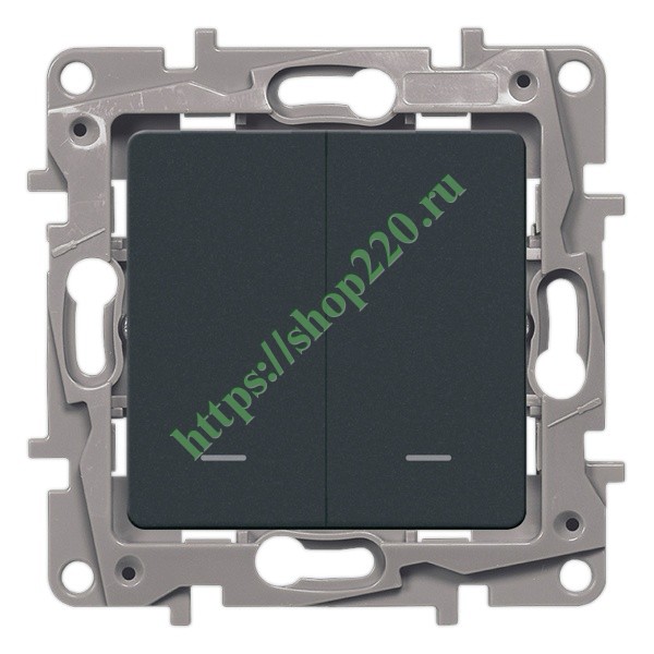 Выключатель двухклавишный с подсветкой Legrand Etika самозажимные ...