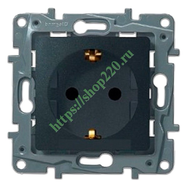 Розетка Legrand Etika с заземлением, винтовой зажим, антрацит 672621 ...