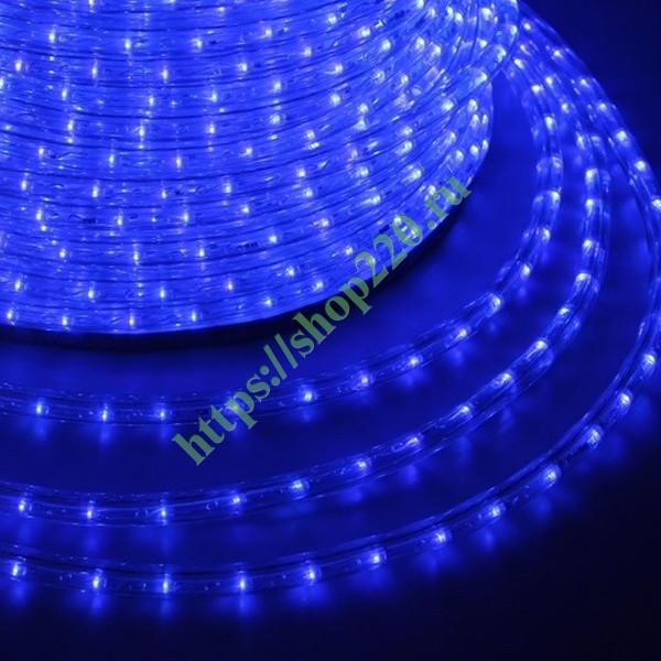 Светодиодный дюралайт 3W синий 24 LED/1,6Вт/м, свечение с динамикой, D13мм, бухта 100м