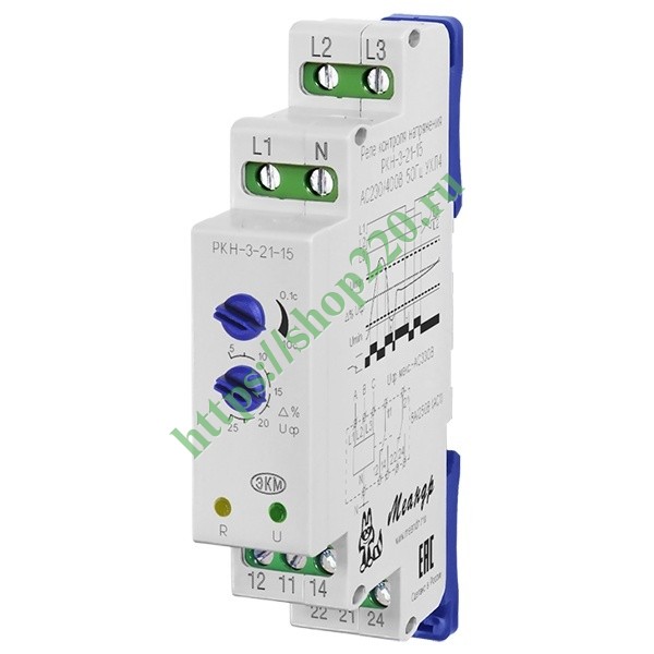 Трехфазное реле контроля напряжения РКН-3-21-15 АС230В/AC400В УХЛ4 ...