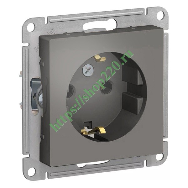 Розетка с заземлением 16А SE AtlasDesign, сталь [уп 5 шт] ATN000943 ...