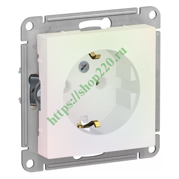 Розетка с заземлением 16А SE AtlasDesign, жемчуг [уп 10 шт] ATN000443 ...