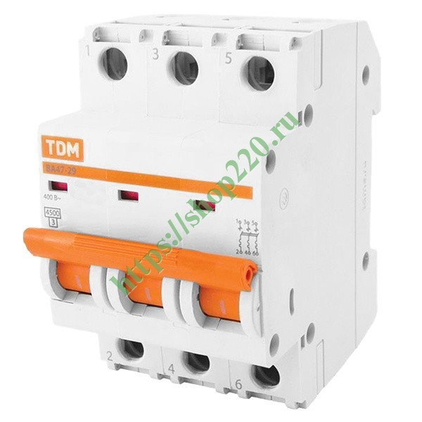 Автоматический выключатель ВА47-29 3Р 40А 4,5кА характеристика D TDM ...