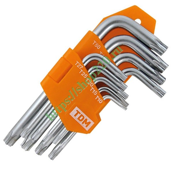 Набор ключей TORX с отверстием 9 шт: Т10-Т50 (держатель в блистере), CR .