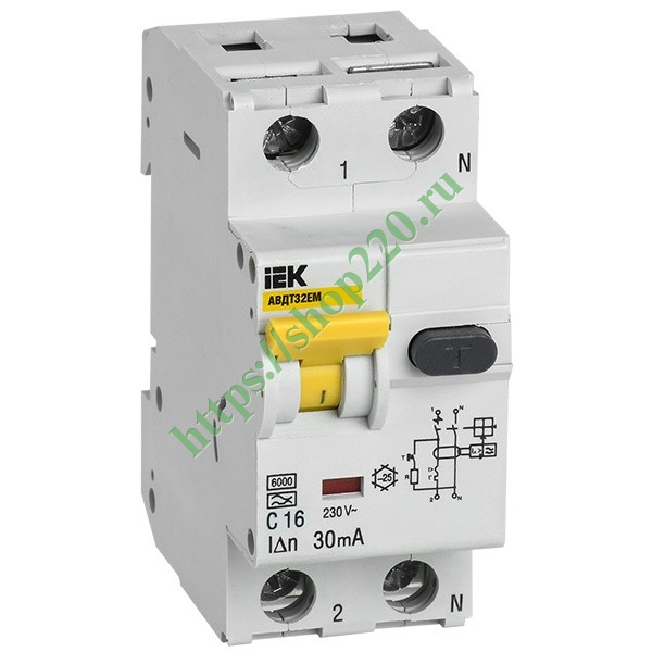 Автоматический выключатель дифференциального тока АВДТ32EM С16 30мА тип .