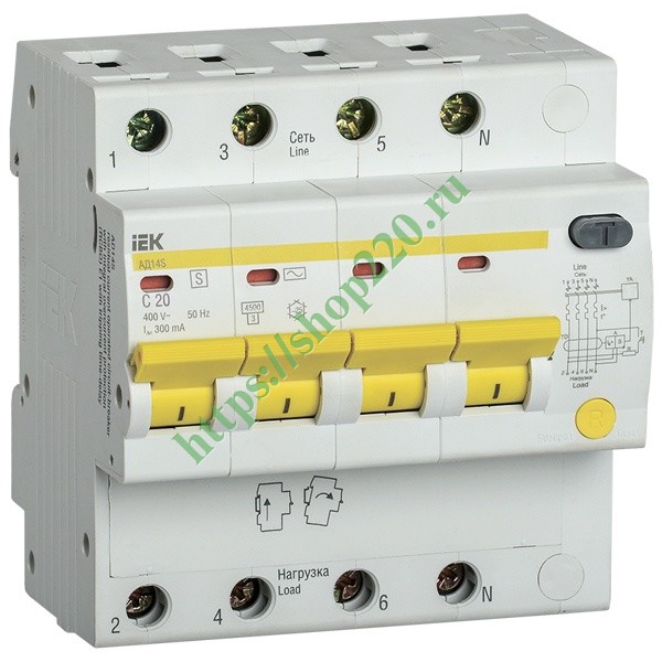 Купить Дифференциальный автоматический выключатель селективный АД14S 4P ...