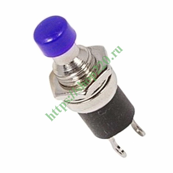 Выключатель-кнопка 250V 1А (2с) (ON)-OFF без фиксации синяя Micro ...
